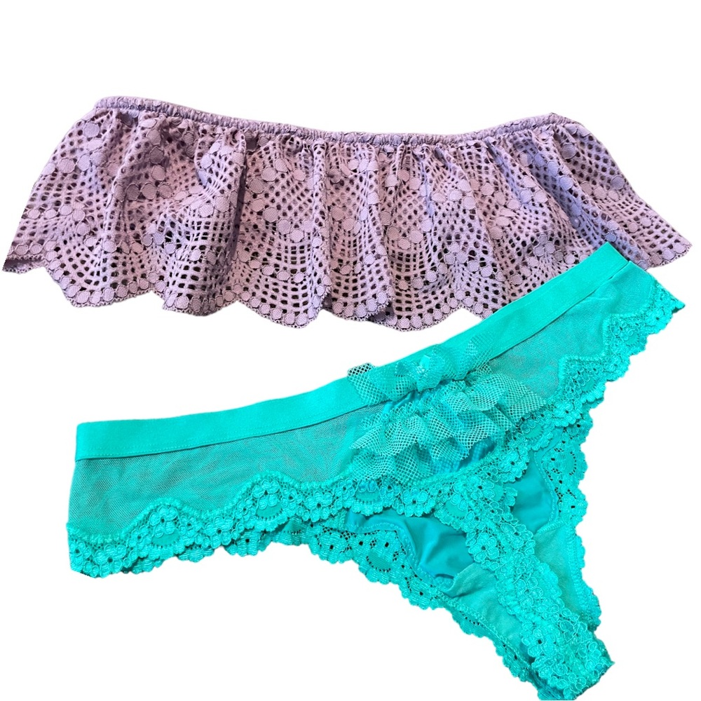 NWOT Victoria’s Secret Lavender & Teal, Bra & Panty Set Size M/L
